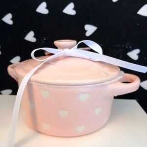 The Bakeshop pink with hearts mini casserole dish